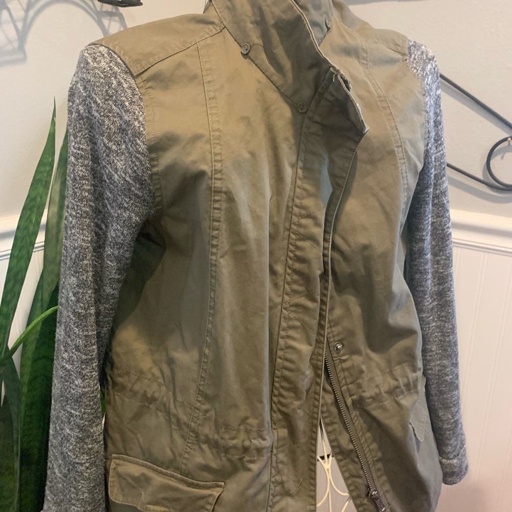 Love Tree Khaki and Heather Gray Utility Jacket